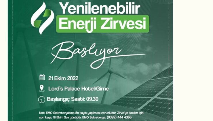 “Yenilenebilir Enerji Zirvesi” , 21 Ekim’de Girne’de yapılıyor