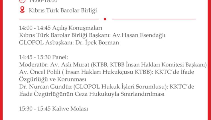 “Kuzey Kıbrıs’ta İfade Özgürlüğü: Korunması ve Sınırlandırılması” isimli panel düzenlenecek