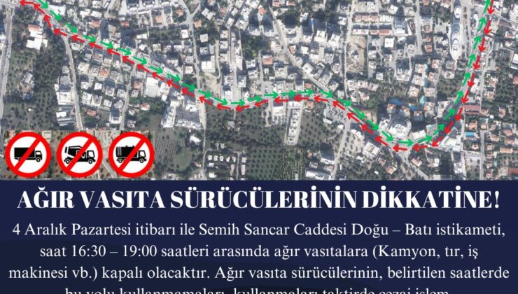 Girne’de ağır vasıta trafik kısıtlaması pazartesi başlıyor