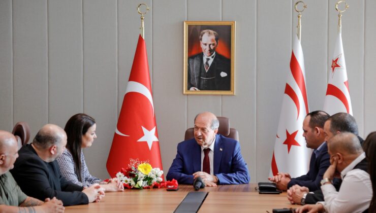 Cumhurbaşkanı Tatar, Gönyeli Spor Kulübü Başkanı Sinem Baştaş ve Yönetim Kurulu’nu kabul etti